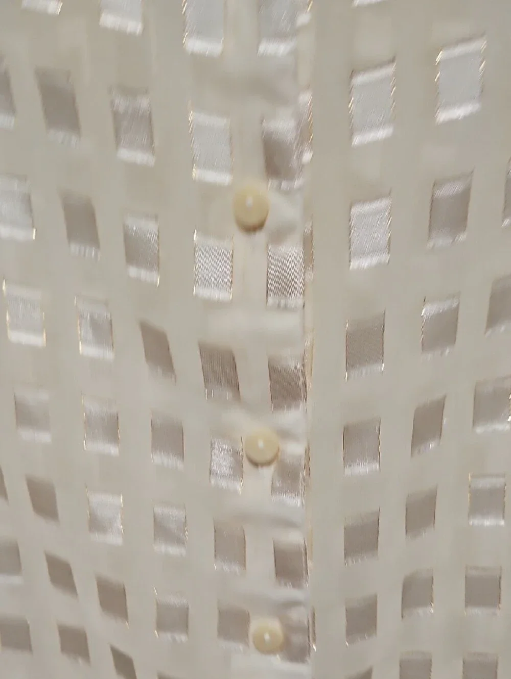 Vintage Basic Editions Ivory Sheer Square-Jacquard Button-Down Shirt